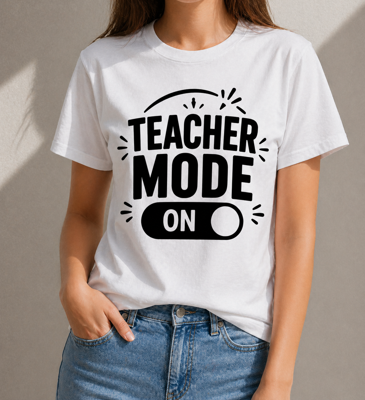 Teacher Mode ON Funny Teacher Vinyl T-Shirt