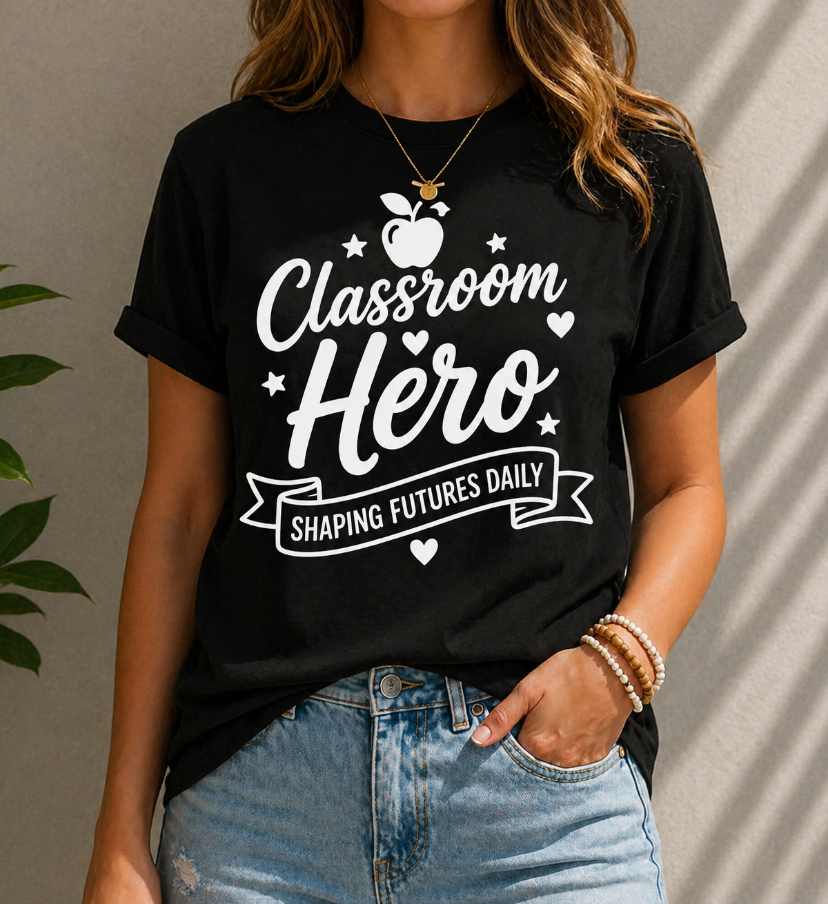 Classroom Hero Teacher Vinyl T-Shirt | Shaping Futures Daily Tee