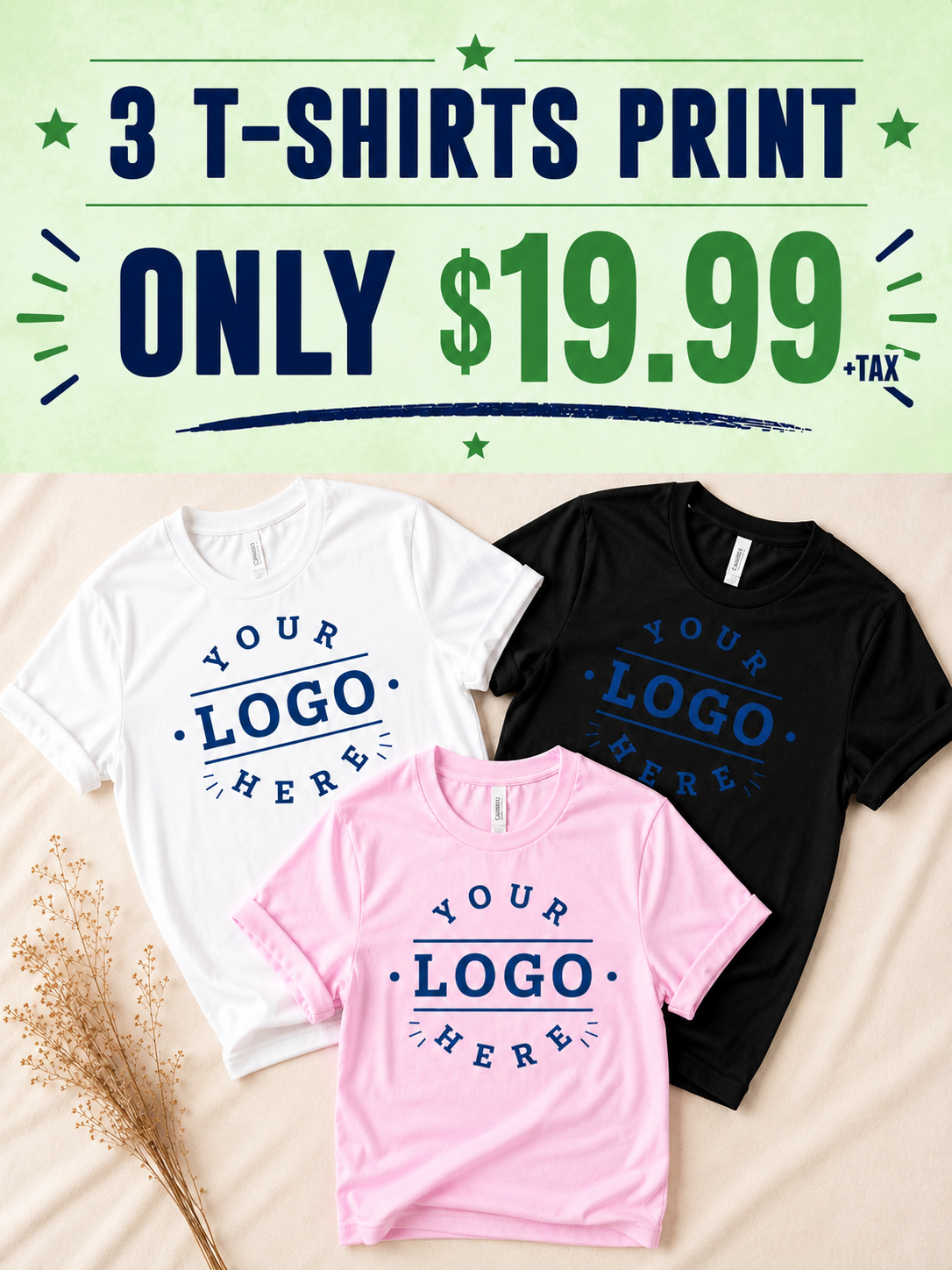 Custom T-Shirt Bundle (3 Pack) | Only $19.99 | Your Logo Shirts | Perfect for Business & Teams
