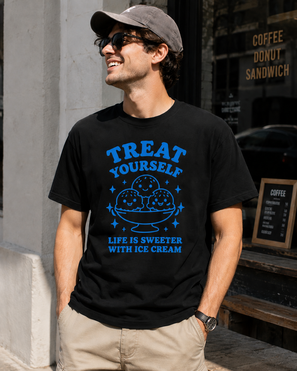 Treat Yourself Ice Cream Vinyl Tee | Cute Retro Summer T-Shirt