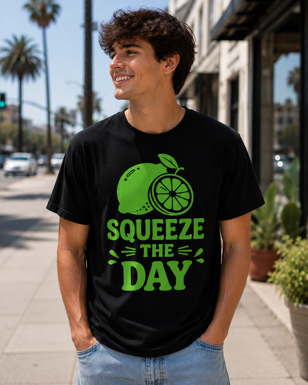 Squeeze The Day Lemon Vinyl T-Shirt | Funny Summer Citrus Tee
