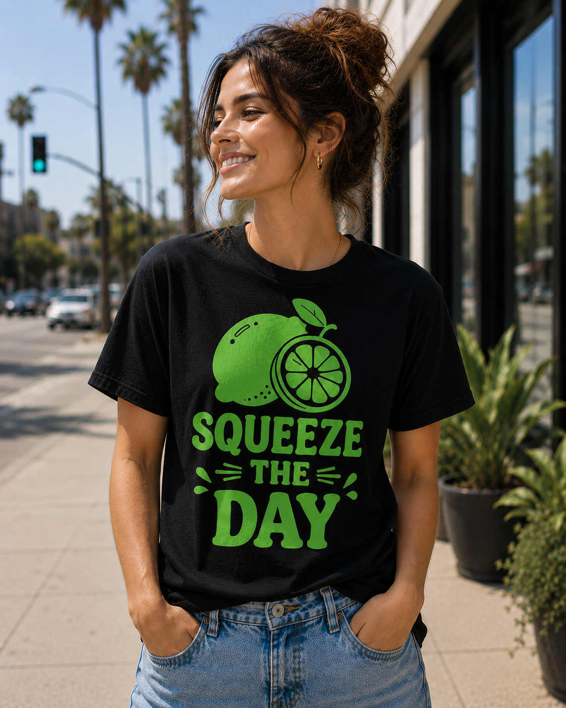 Squeeze The Day Lemon Vinyl T-Shirt | Funny Summer Citrus Tee