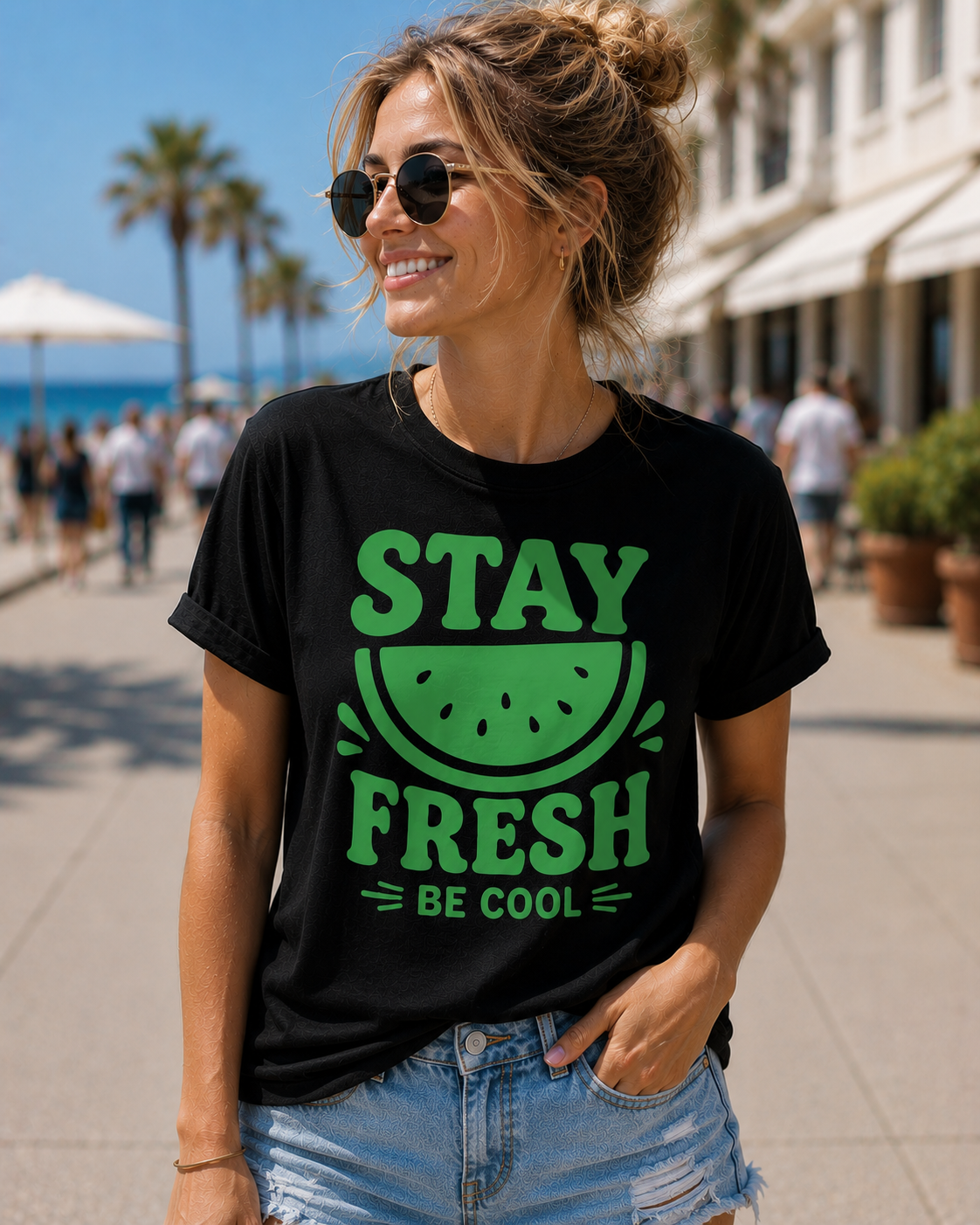 Stay Fresh Be Cool Watermelon Vinyl T-Shirt | Cute Summer Fruit Tee