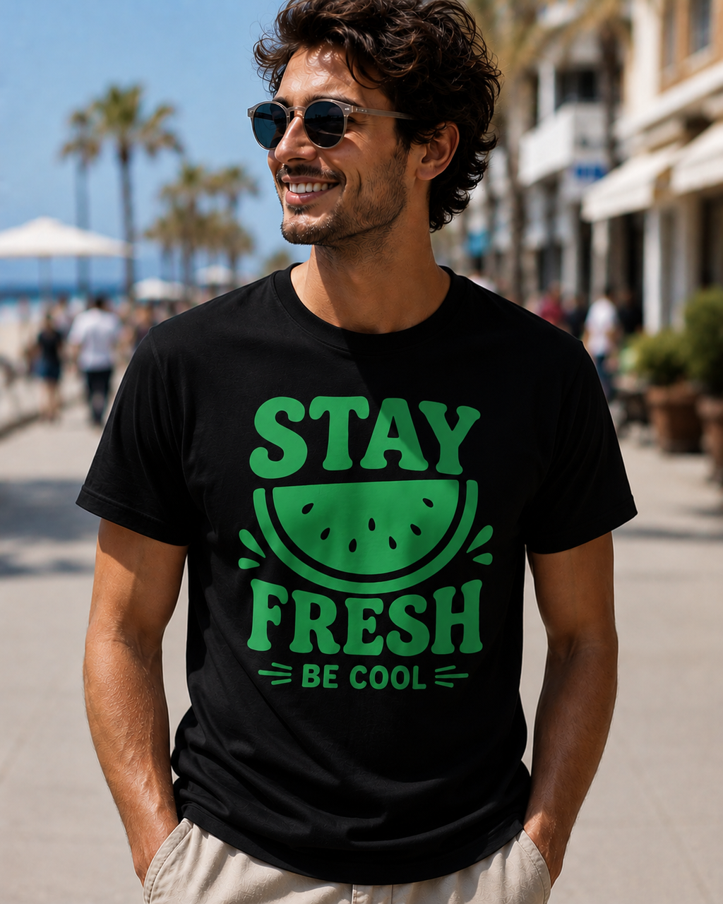 Stay Fresh Be Cool Watermelon Vinyl T-Shirt | Cute Summer Fruit Tee