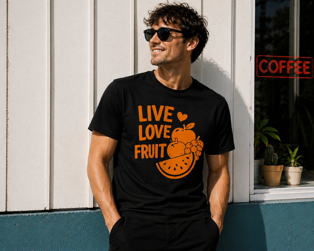Live Love Fruit Vinyl T-Shirt | Cute Retro Fruit Summer Tee