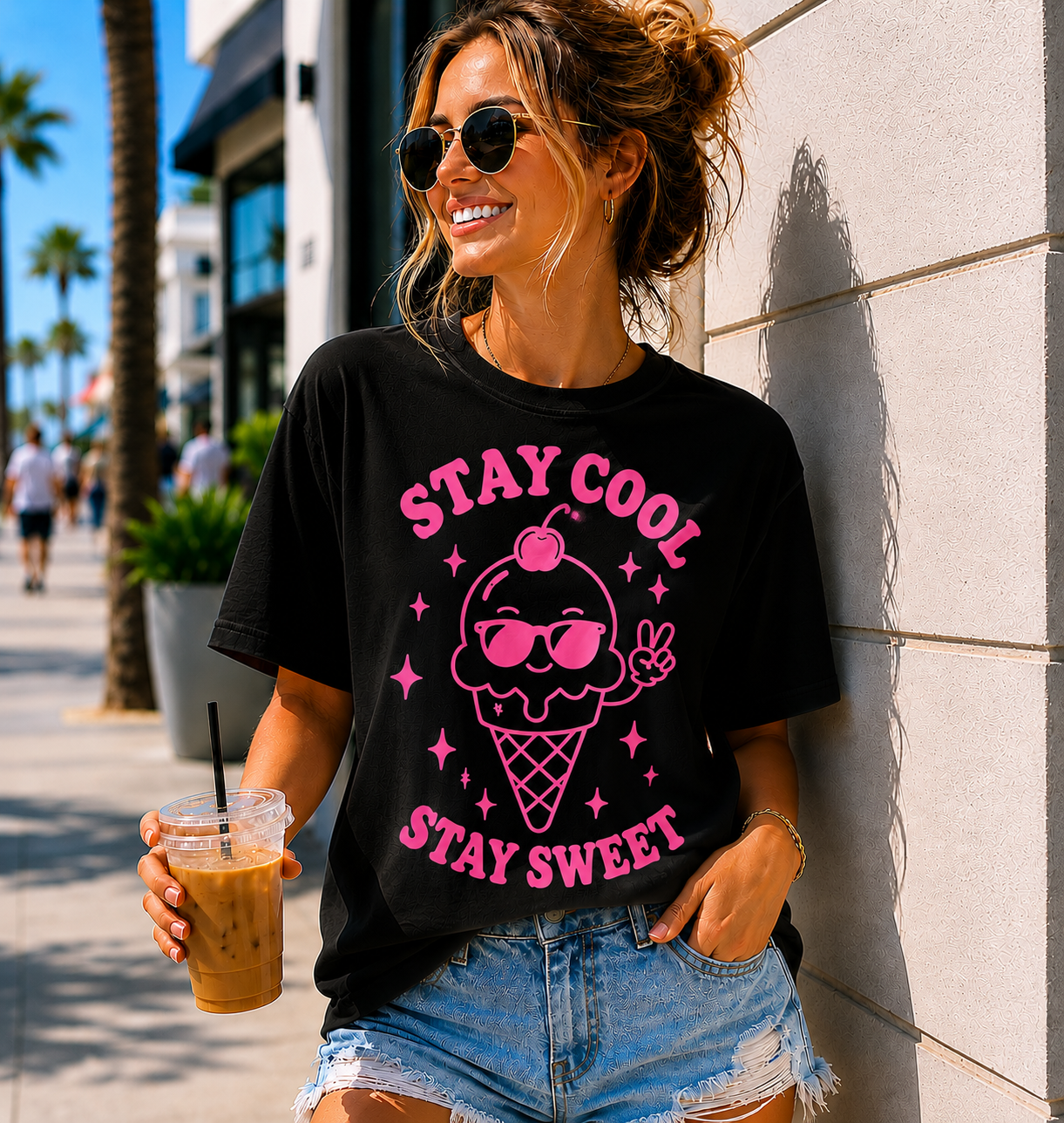 Stay Cool Stay Sweet Ice Cream Vinyl Tee | Cute Summer Aesthetic Shirt