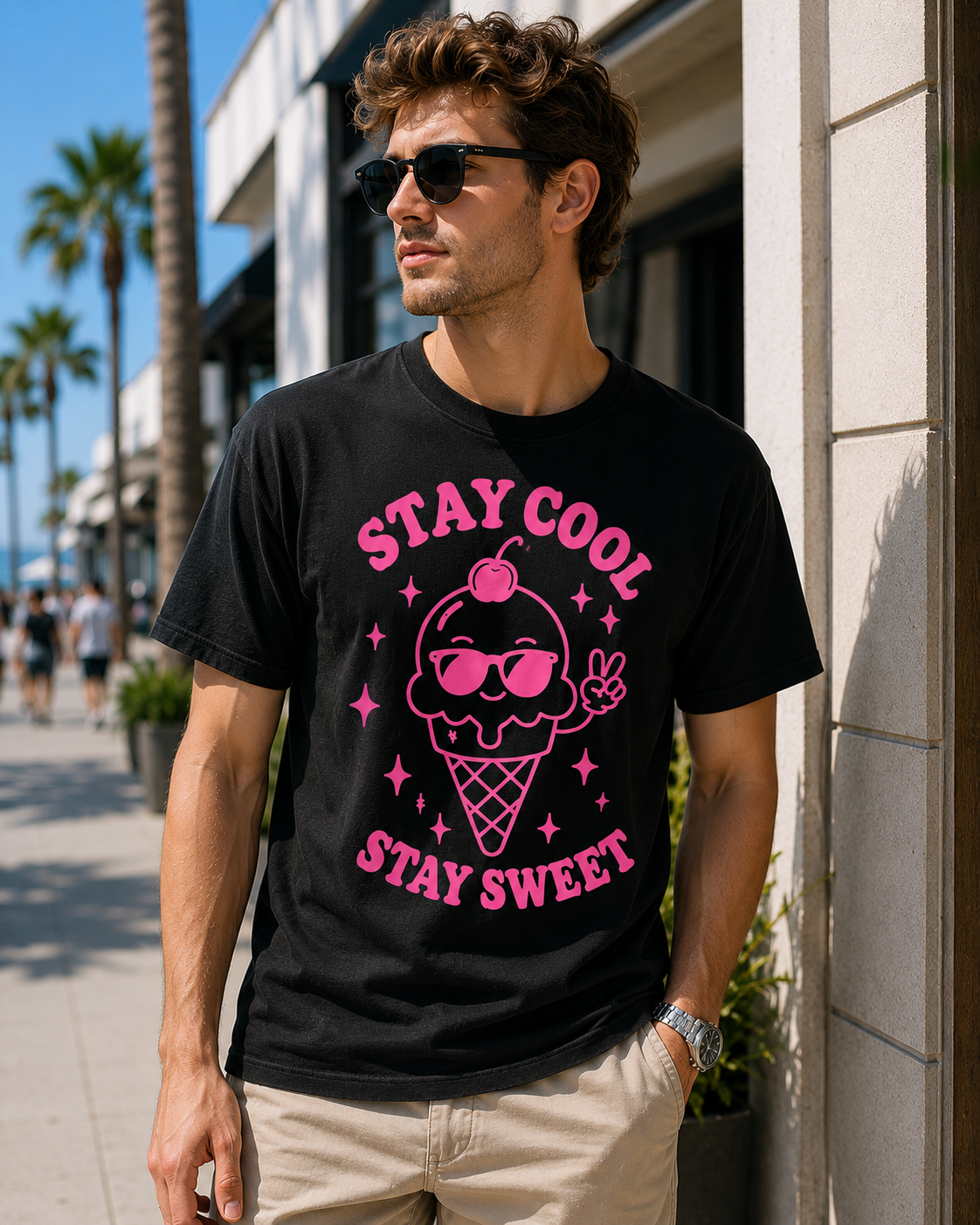 Stay Cool Stay Sweet Ice Cream Vinyl Tee | Cute Summer Aesthetic Shirt
