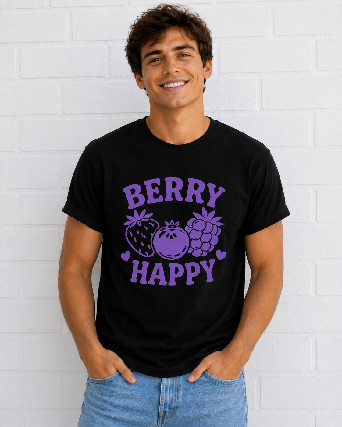 Berry Happy Vinyl T-Shirt | Cute Retro Fruit Aesthetic Tee