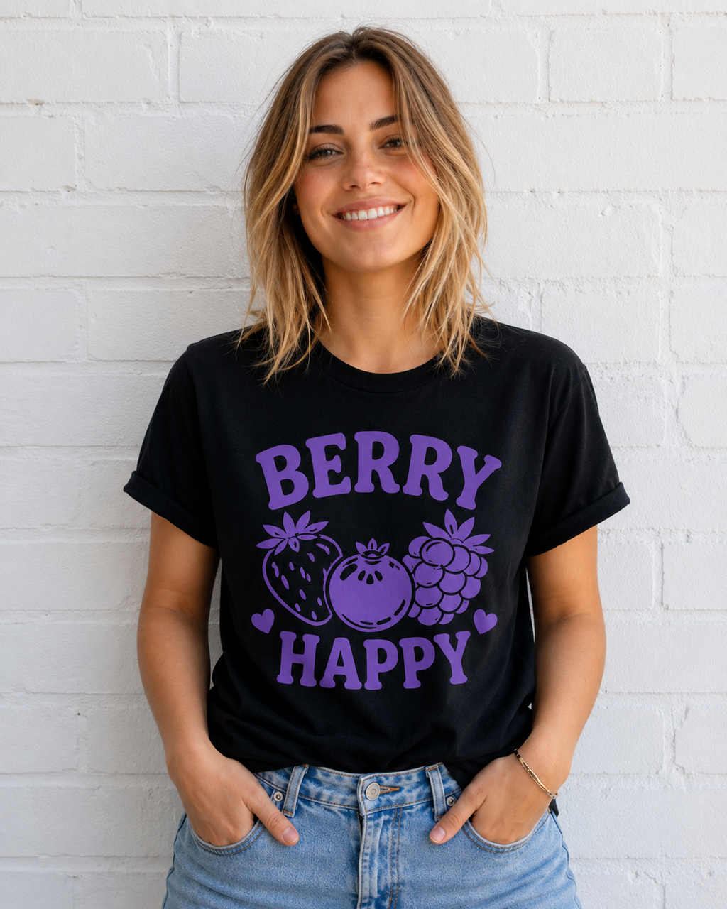 Berry Happy Vinyl T-Shirt | Cute Retro Fruit Aesthetic Tee
