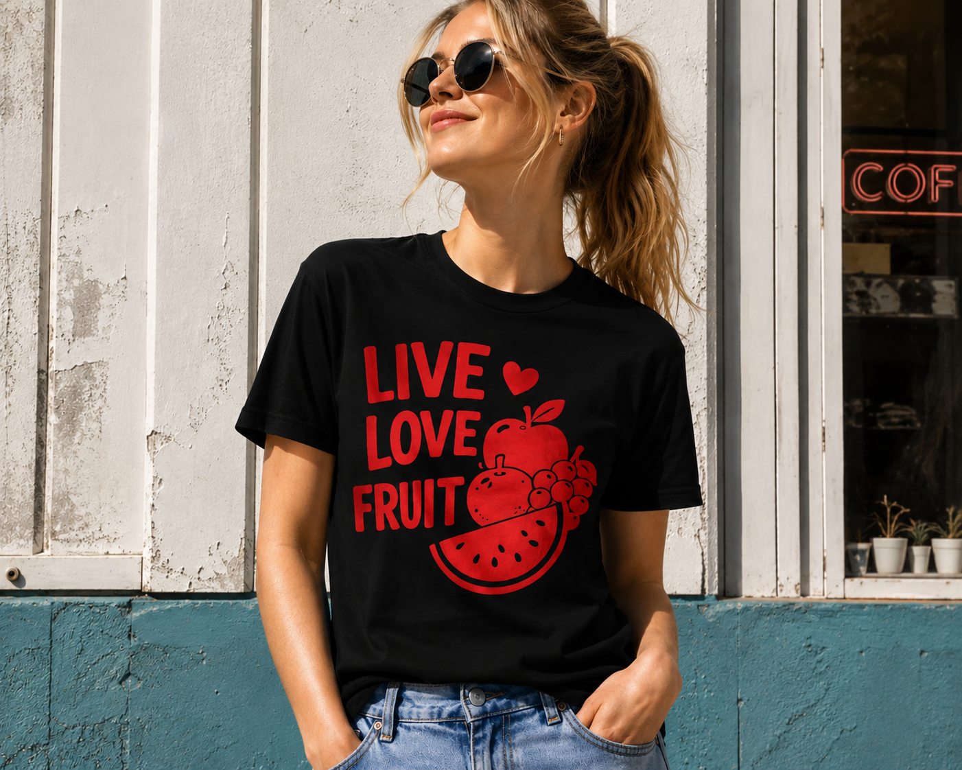 Live Love Fruit Vinyl T-Shirt | Cute Retro Fruit Summer Tee
