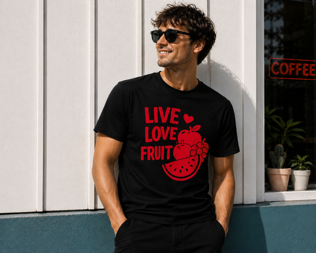Live Love Fruit Vinyl T-Shirt | Cute Retro Fruit Summer Tee
