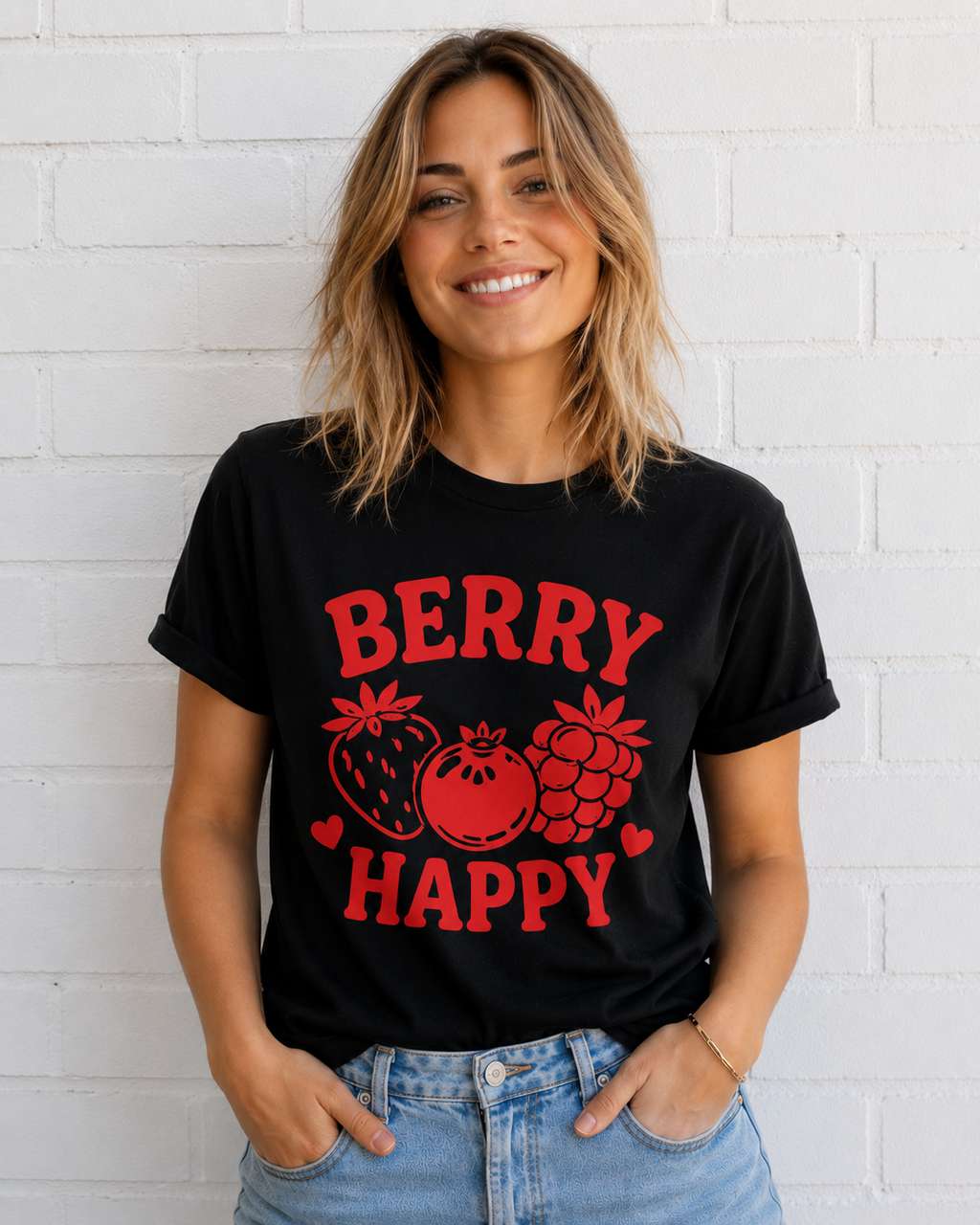 Berry Happy Vinyl T-Shirt | Cute Retro Fruit Aesthetic Tee