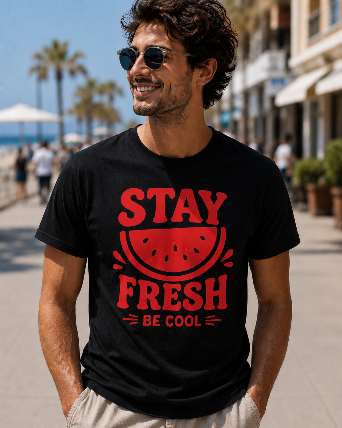 Stay Fresh Be Cool Watermelon Vinyl T-Shirt | Cute Summer Fruit Tee