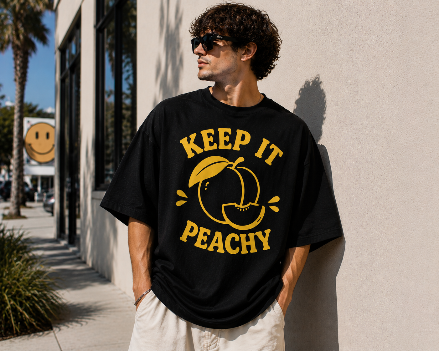 Keep It Peachy Vinyl T-Shirt | Cute Retro Peach Summer Tee