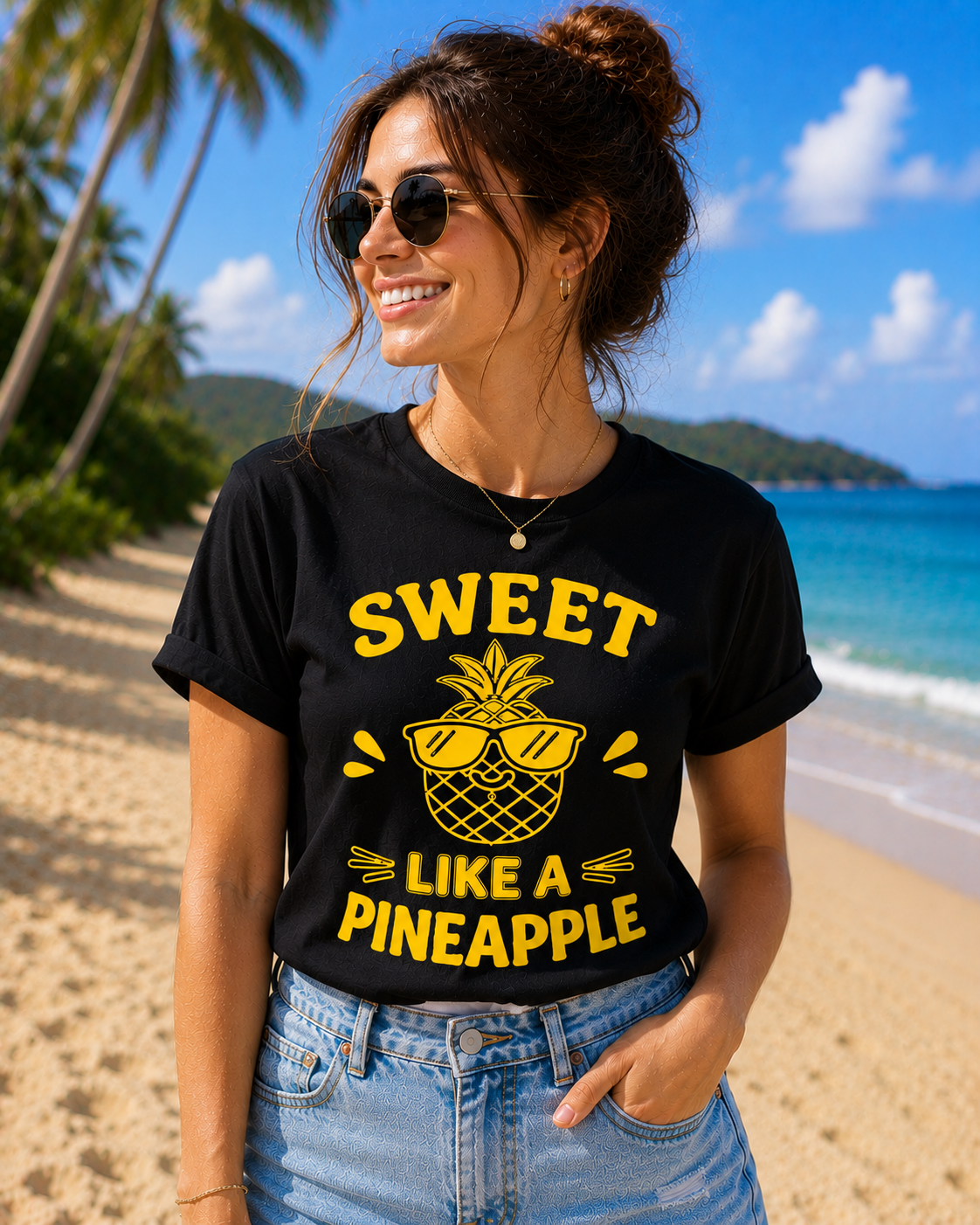 Sweet Like A Pineapple Vinyl T-Shirt | Cute Tropical Summer Tee