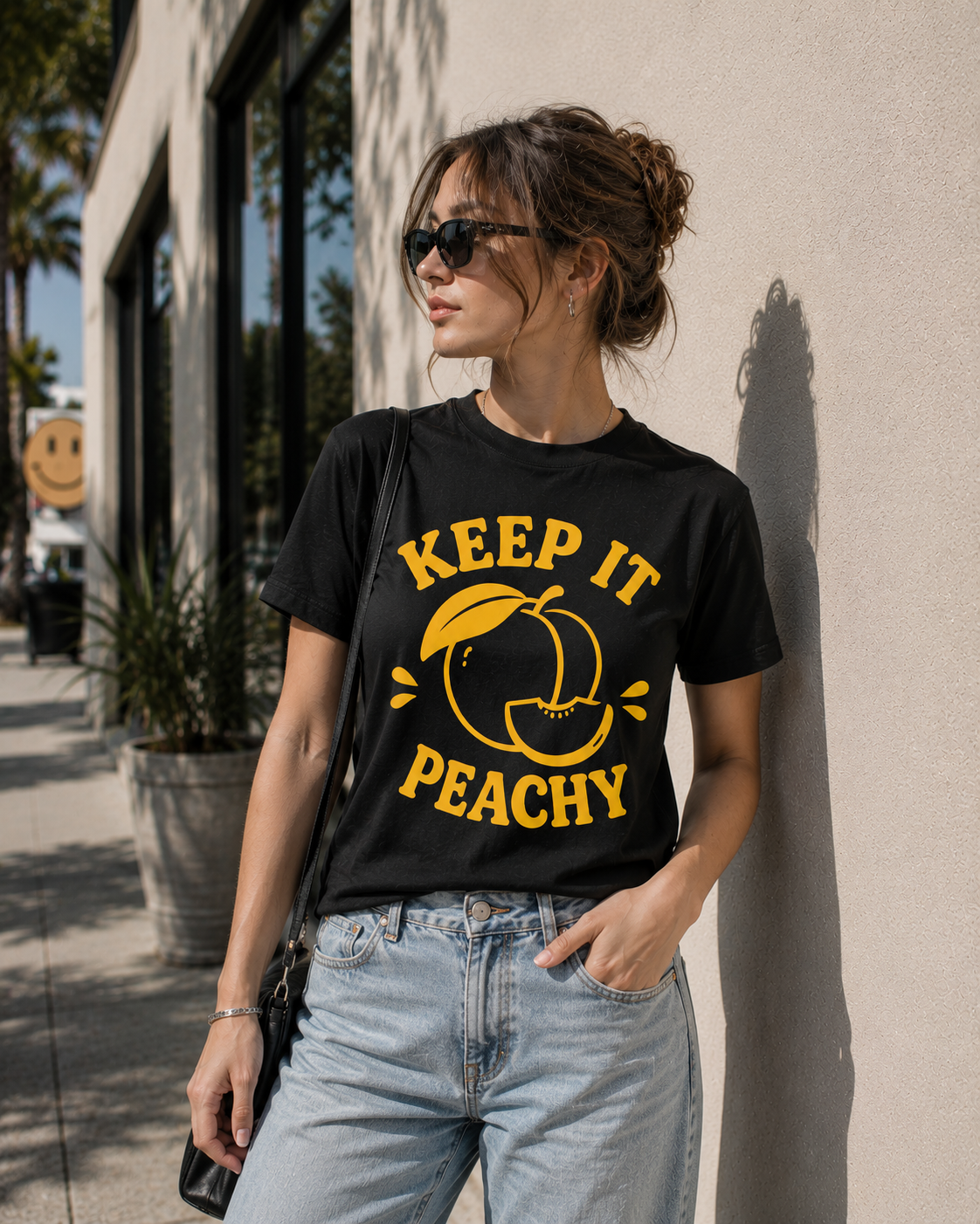 Keep It Peachy Vinyl T-Shirt | Cute Retro Peach Summer Tee