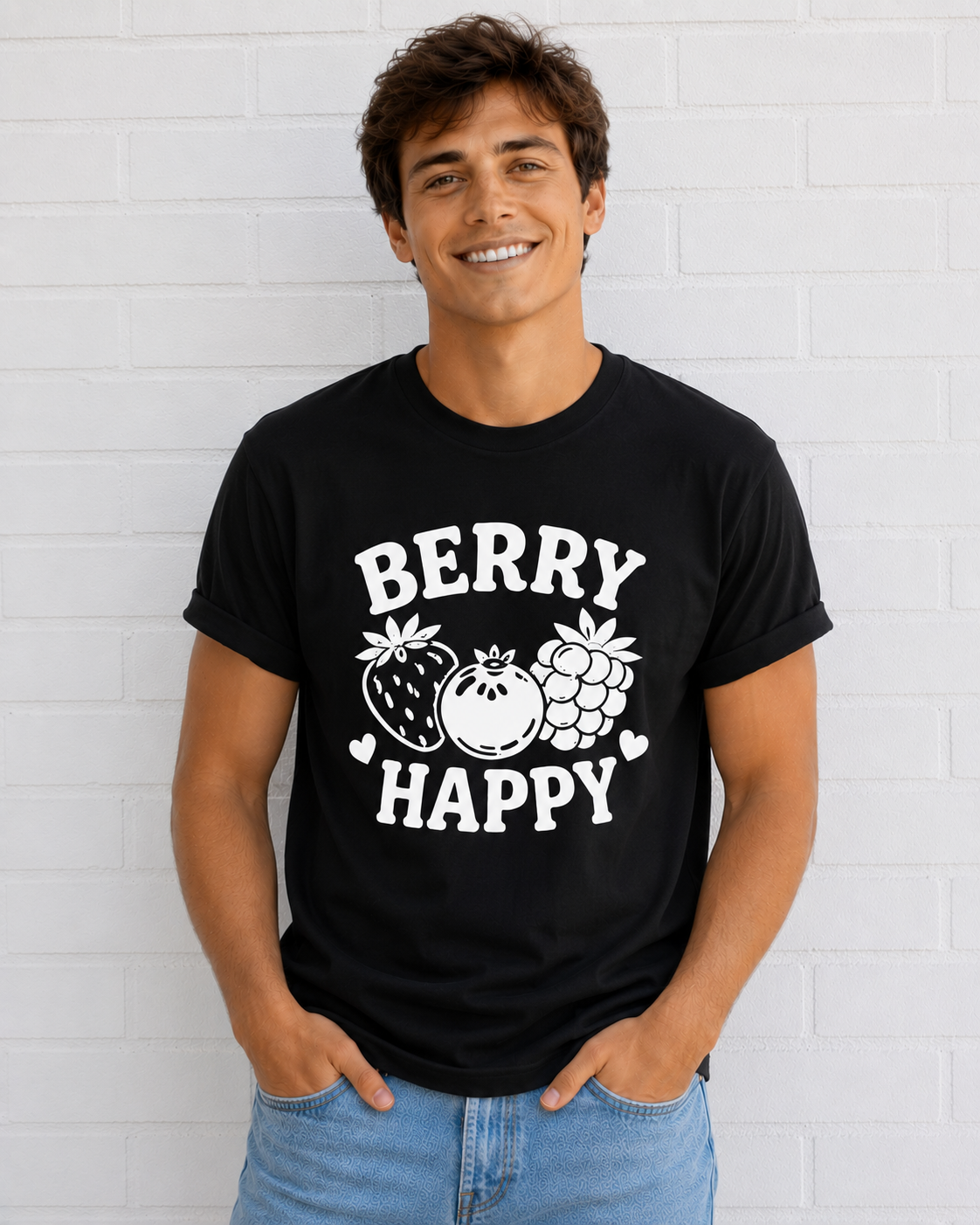 Berry Happy Vinyl T-Shirt | Cute Retro Fruit Aesthetic Tee