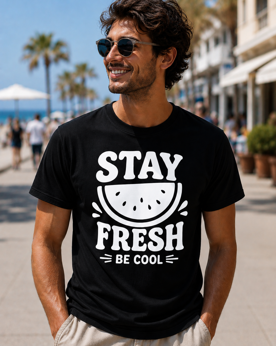 Stay Fresh Be Cool Watermelon Vinyl T-Shirt | Cute Summer Fruit Tee