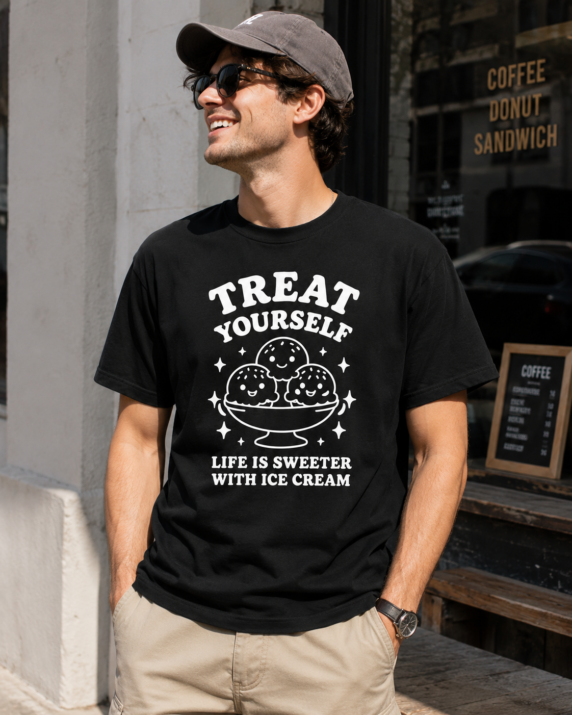 Treat Yourself Ice Cream Vinyl Tee | Cute Retro Summer T-Shirt