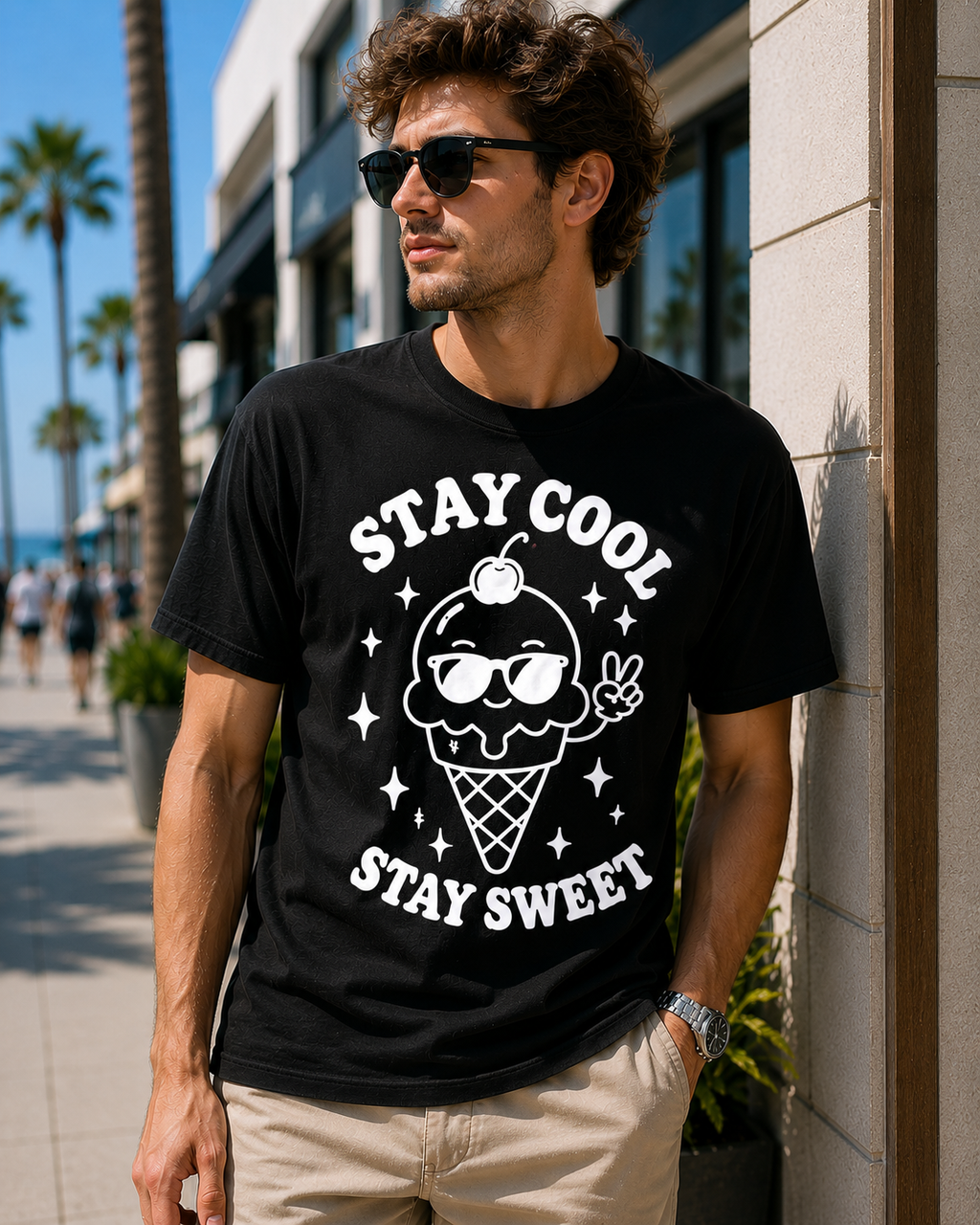 Stay Cool Stay Sweet Ice Cream Vinyl Tee | Cute Summer Aesthetic Shirt