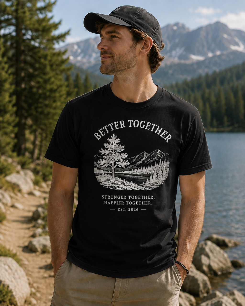 Better Together Mountain T-Shirt | Vintage Nature Graphic Tee | Outdoor Adventure Shirt