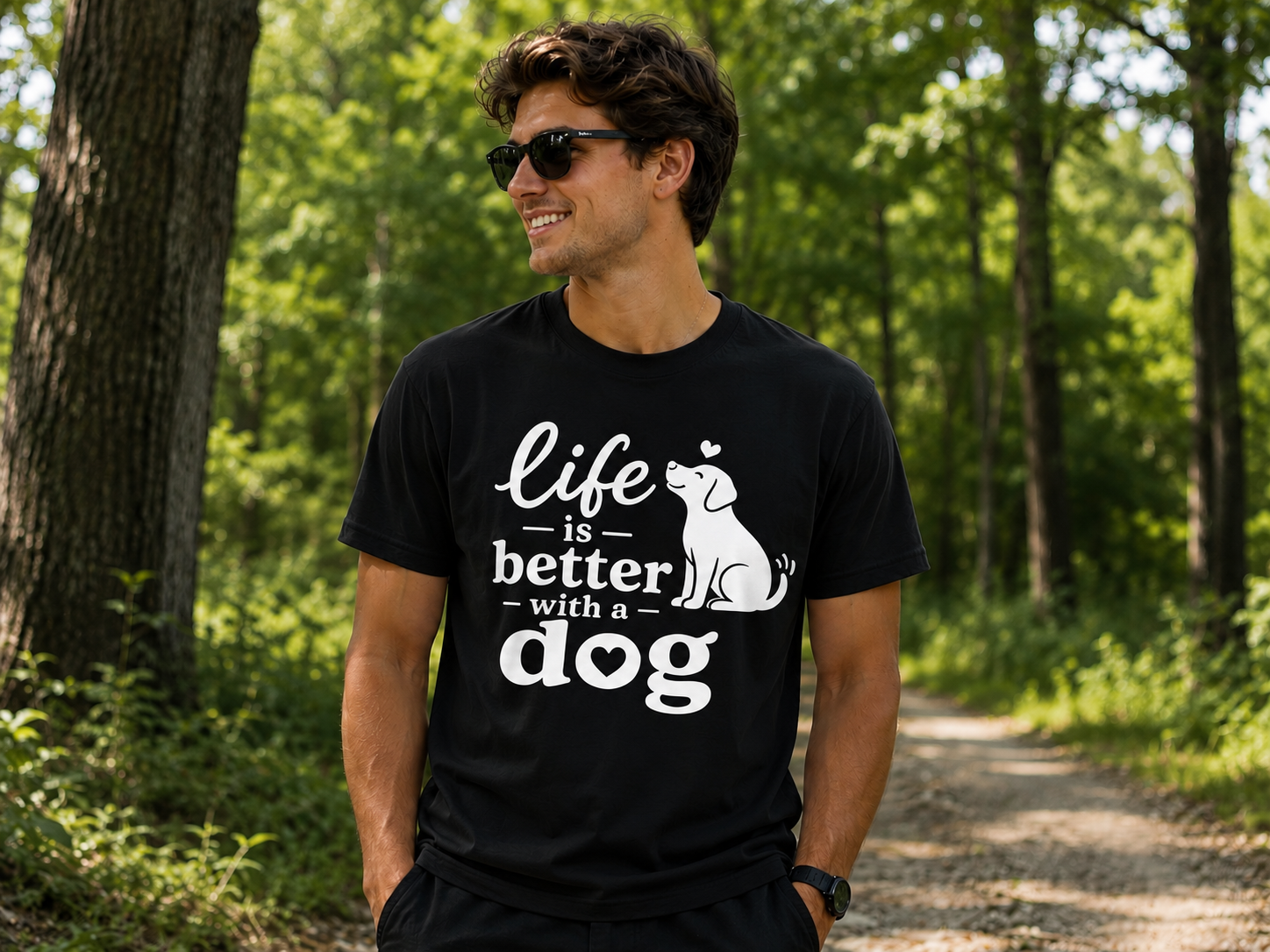 Life Is Better With a Dog T-Shirt | Dog Lover Vinyl Tee | Pet Owner Gift Shirt