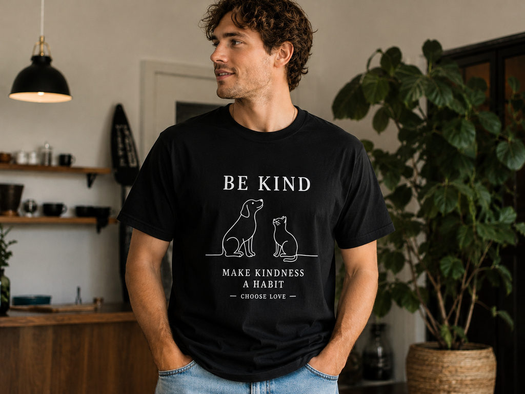 Be Kind Dog & Cat T-Shirt | Minimalist Animal Lover Graphic Tee | Choose Love Shirt