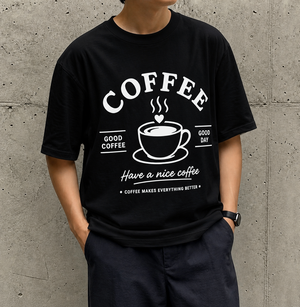 Coffee Lover Vinyl T-Shirt – Good Coffee Good Day Casual Tee