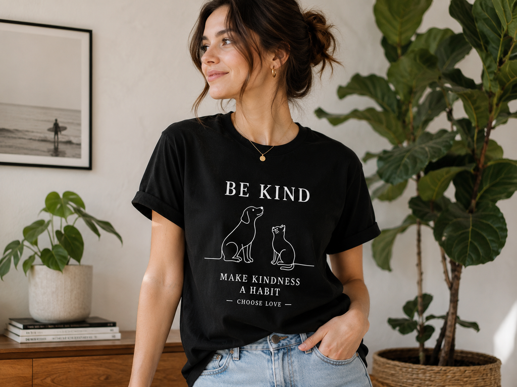 Be Kind Dog & Cat T-Shirt | Minimalist Animal Lover Graphic Tee | Choose Love Shirt