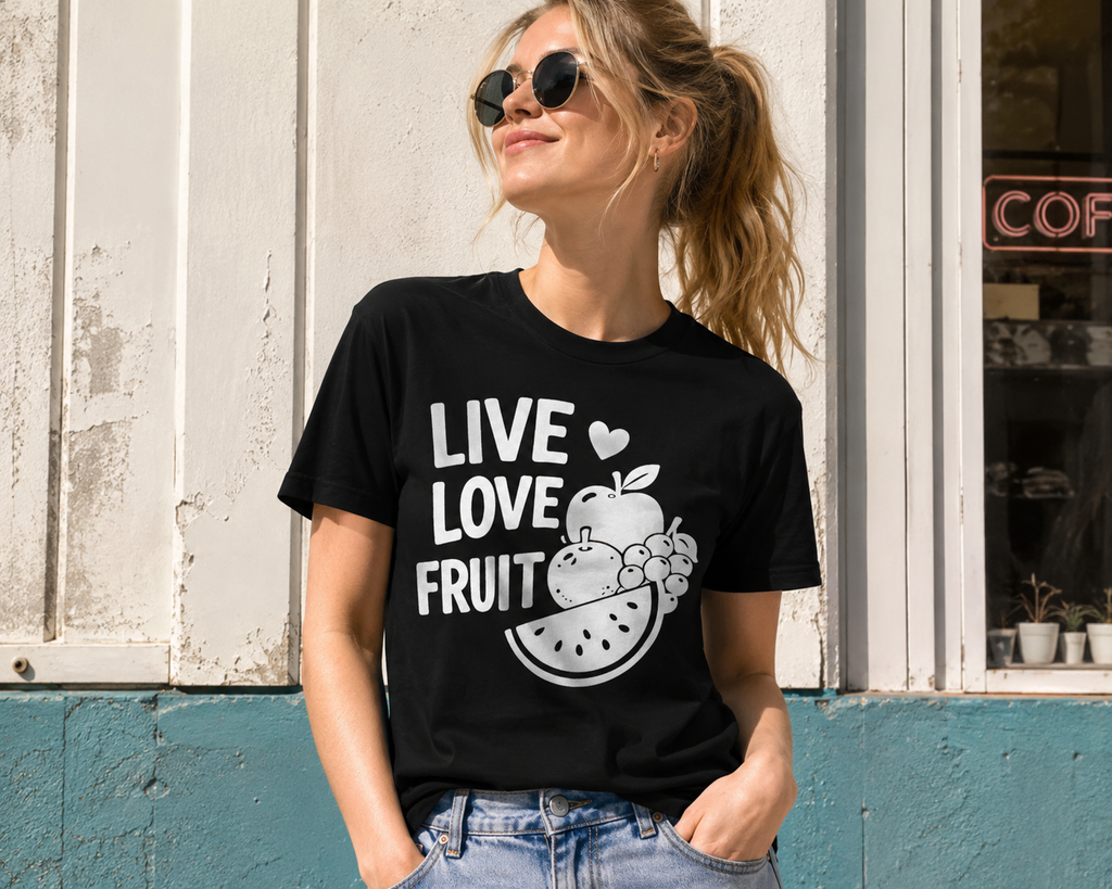 Live Love Fruit Vinyl T-Shirt | Cute Retro Fruit Summer Tee