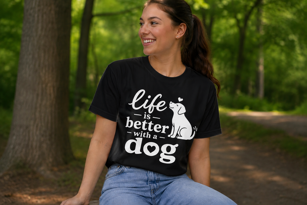 Life Is Better With a Dog T-Shirt | Dog Lover Vinyl Tee | Pet Owner Gift Shirt