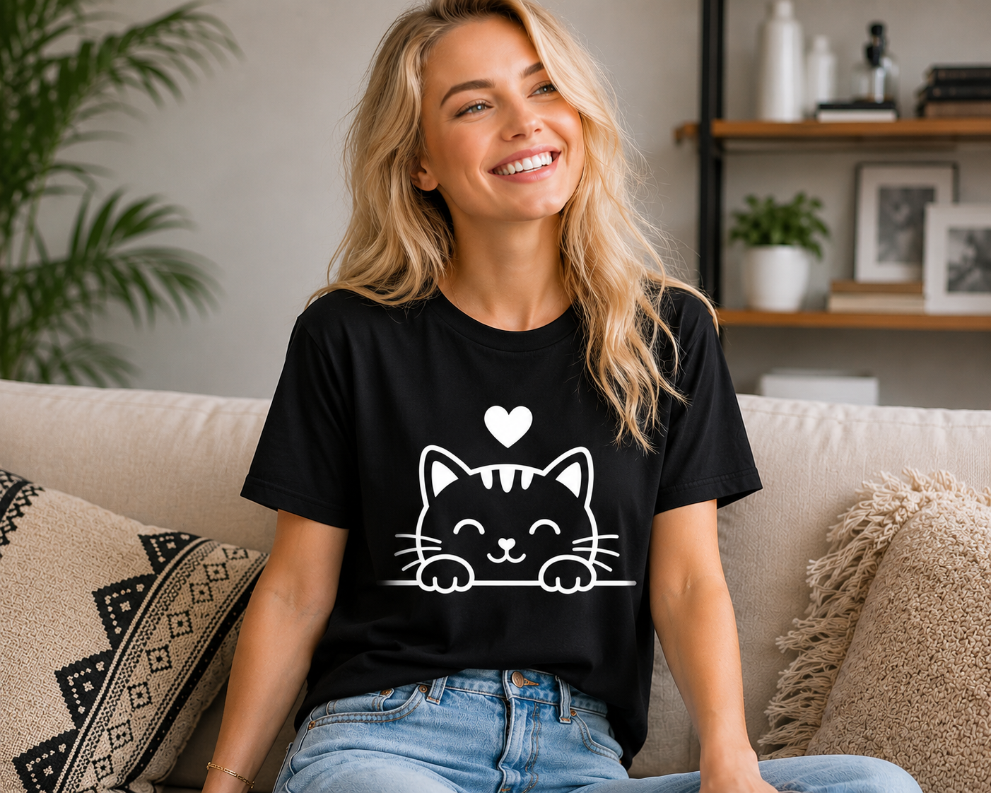 Cute Cat Lover T-Shirt | Adorable Kitty Vinyl Tee | Cat Mom Gift | Animal Lover Shirt