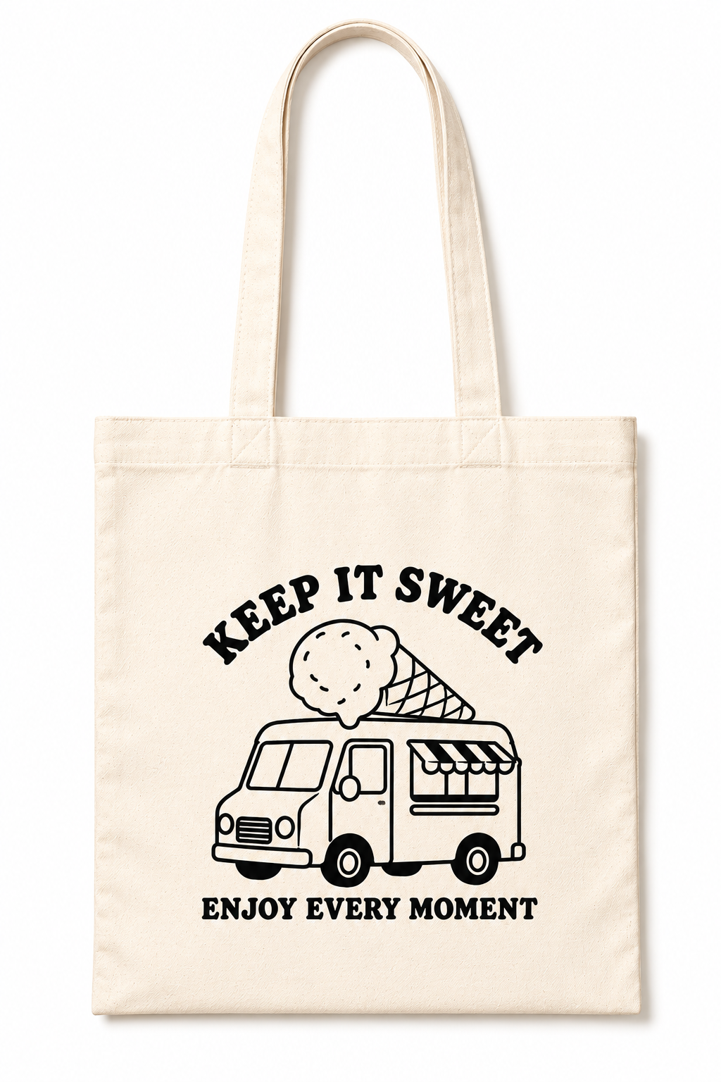 Keep It Sweet Ice Cream Truck Canvas Tote Bag – Cute Summer Aesthetic Bag