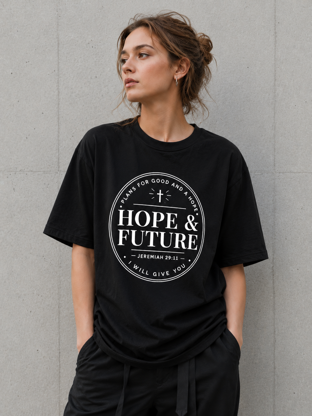 Hope & Future Christian Inspirational Bible Verse Vinyl T-Shirt