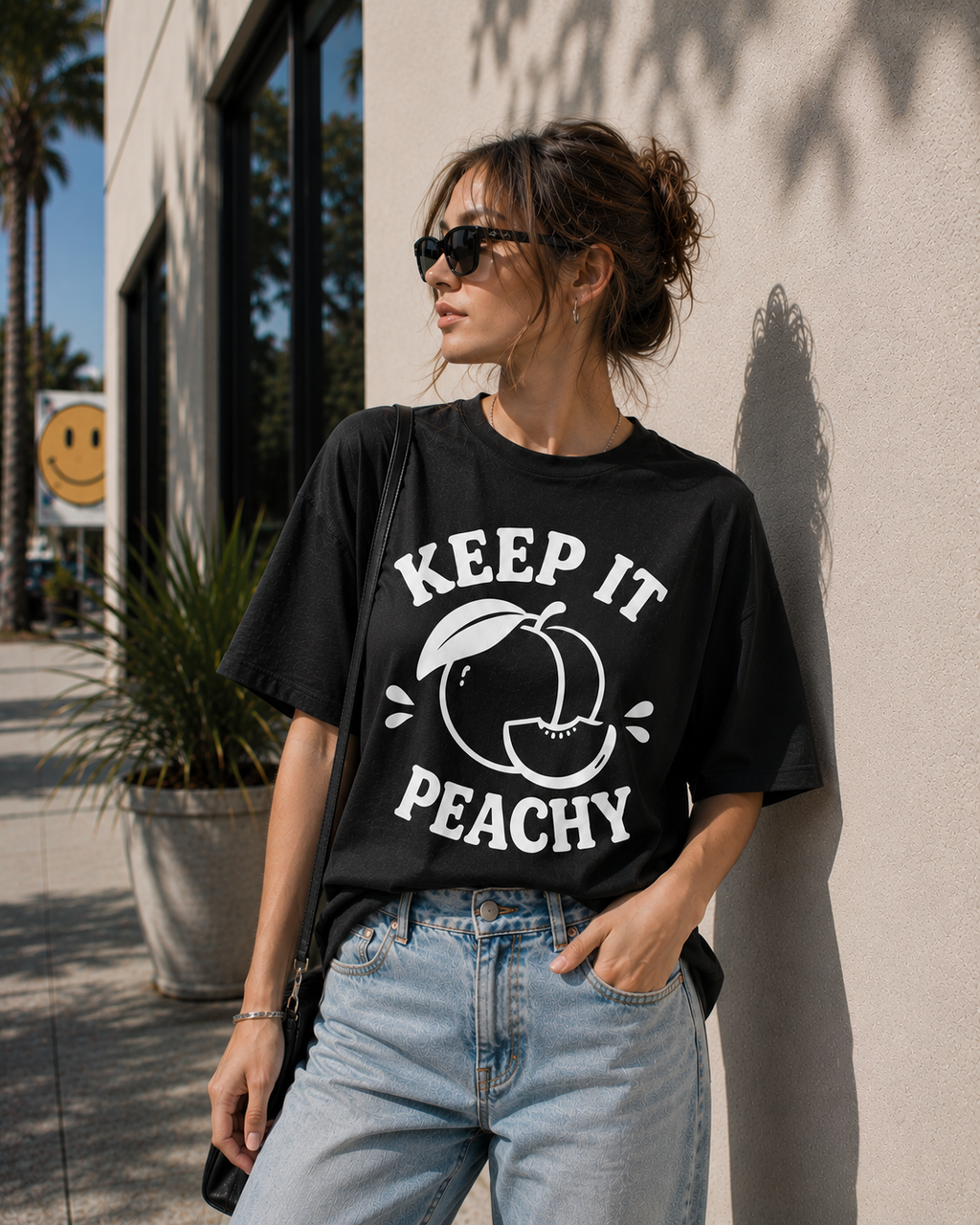 Keep It Peachy Vinyl T-Shirt | Cute Retro Peach Summer Tee