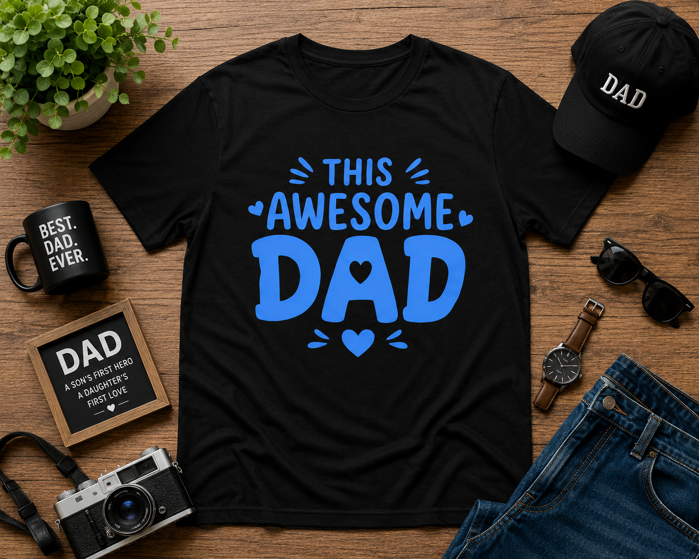 This Awesome Dad Vinyl T-Shirt | Funny Father’s Day Dad Tee