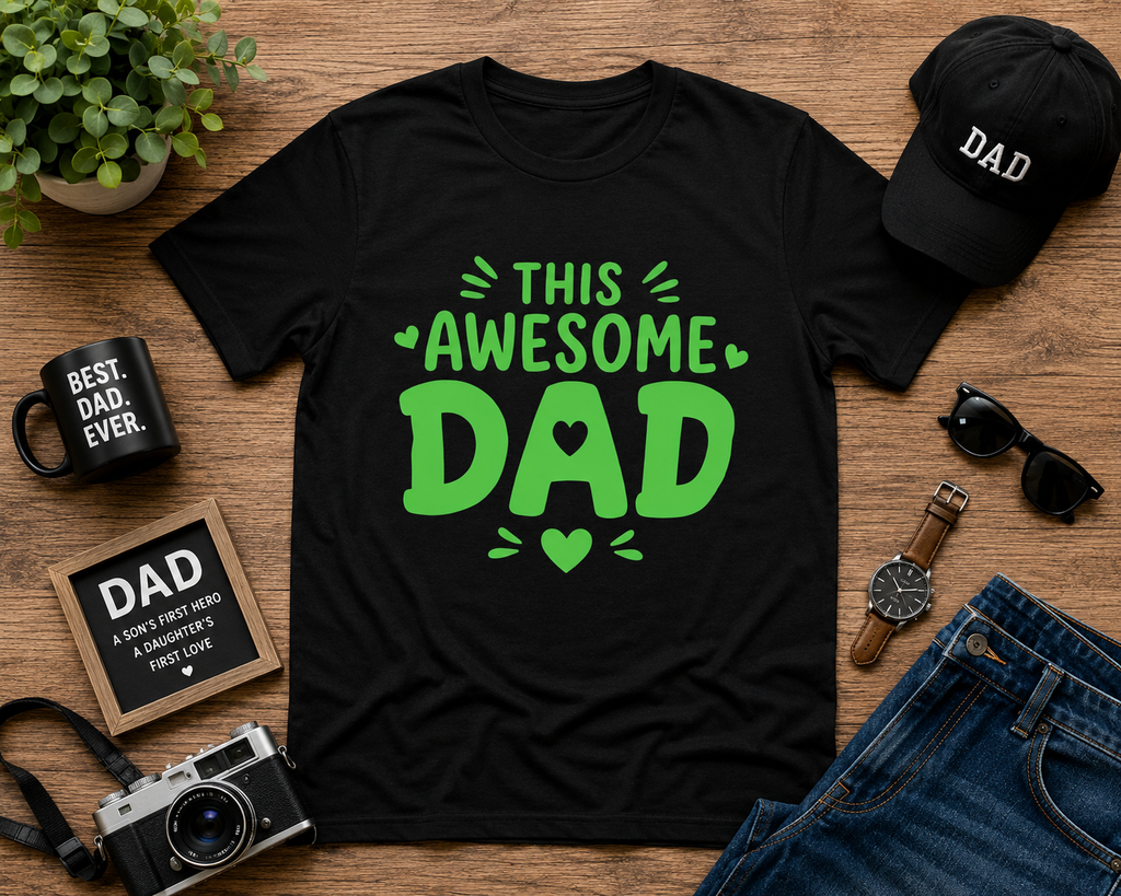 This Awesome Dad Vinyl T-Shirt | Funny Father’s Day Dad Tee