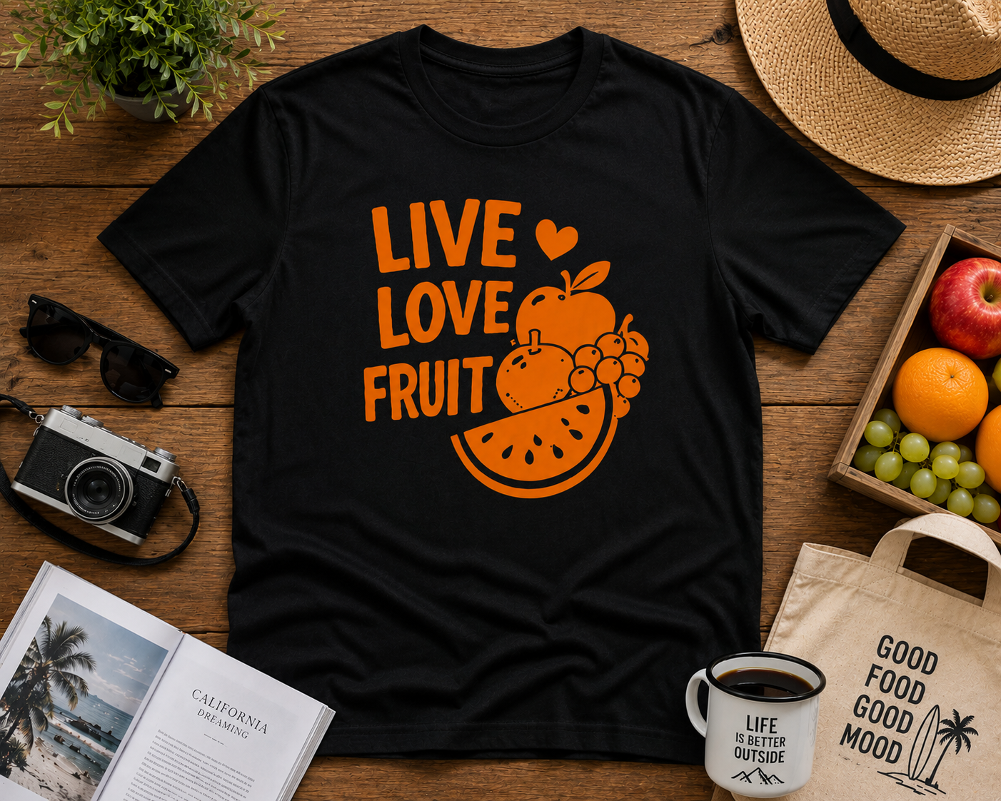 Live Love Fruit Vinyl T-Shirt | Cute Retro Fruit Summer Tee