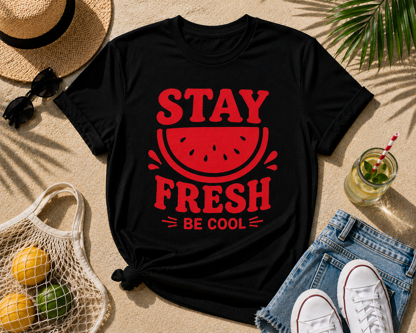 Stay Fresh Be Cool Watermelon Vinyl T-Shirt | Cute Summer Fruit Tee