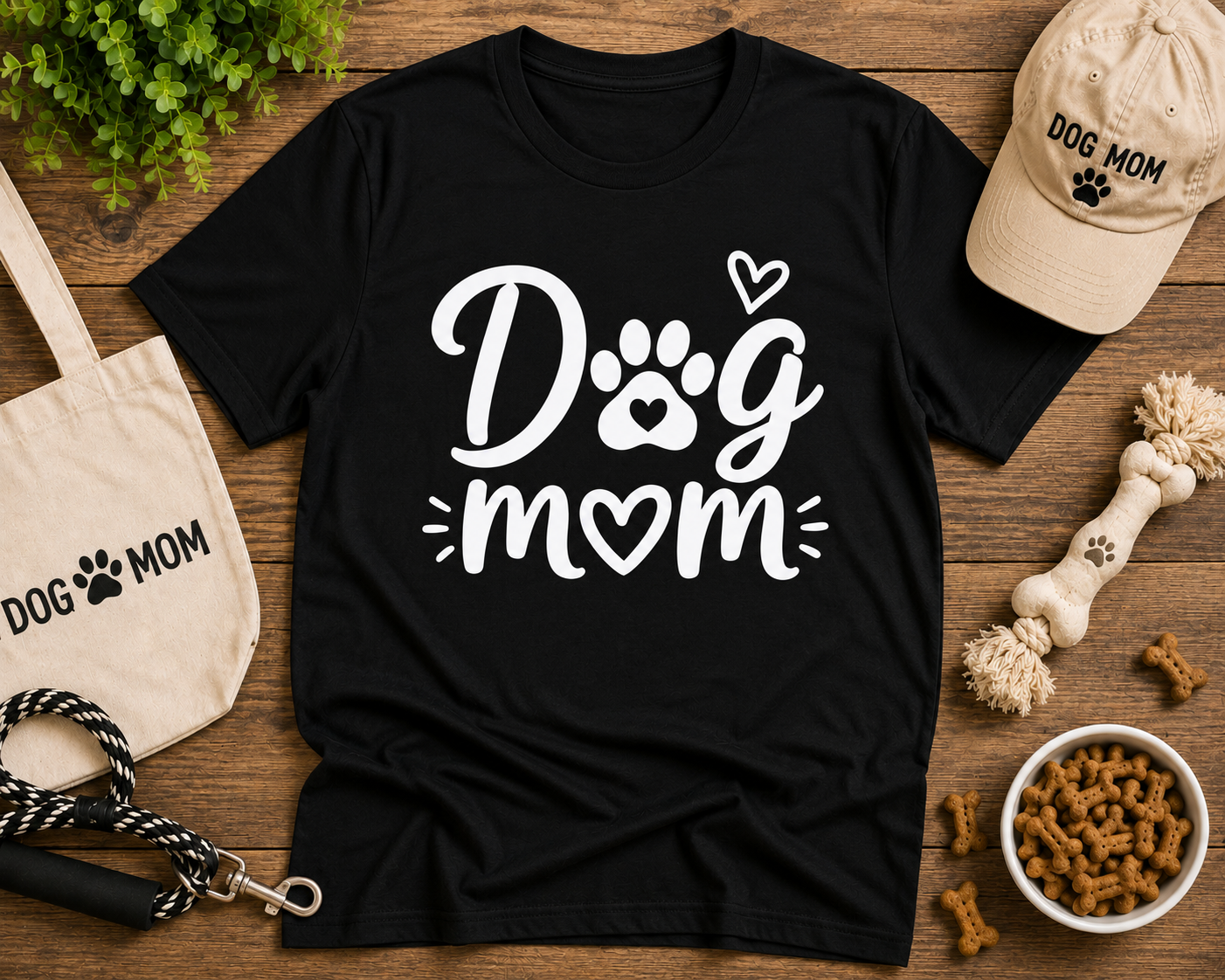 Dog Mom Vinyl T-Shirt | Cute Paw Print Dog Lover Tee | Pet Mom Gift Shirt