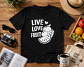 Live Love Fruit Vinyl T-Shirt | Cute Retro Fruit Summer Tee