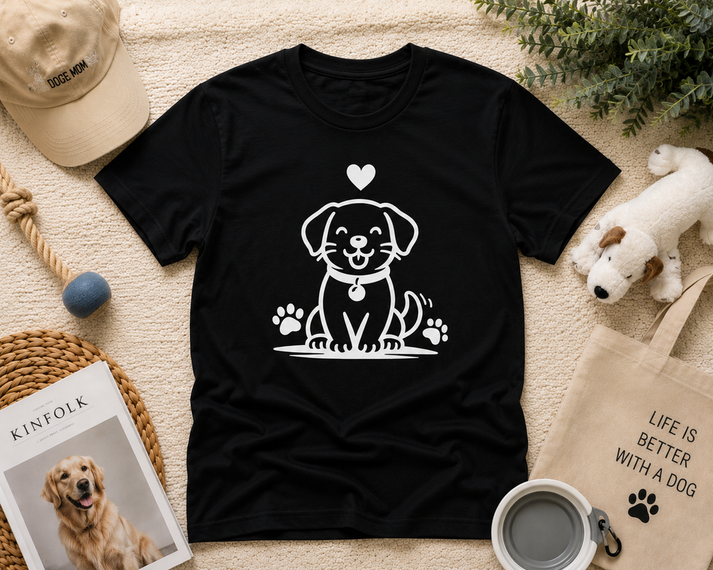 Cute Puppy Love Dog Lover Vinyl T-Shirt | Funny Pet Owner Tee | Dog Mom & Dog Dad Gift