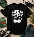 Life Is Sweet Cherry Vinyl T-Shirt | Cute Retro Fruit Summer Tee