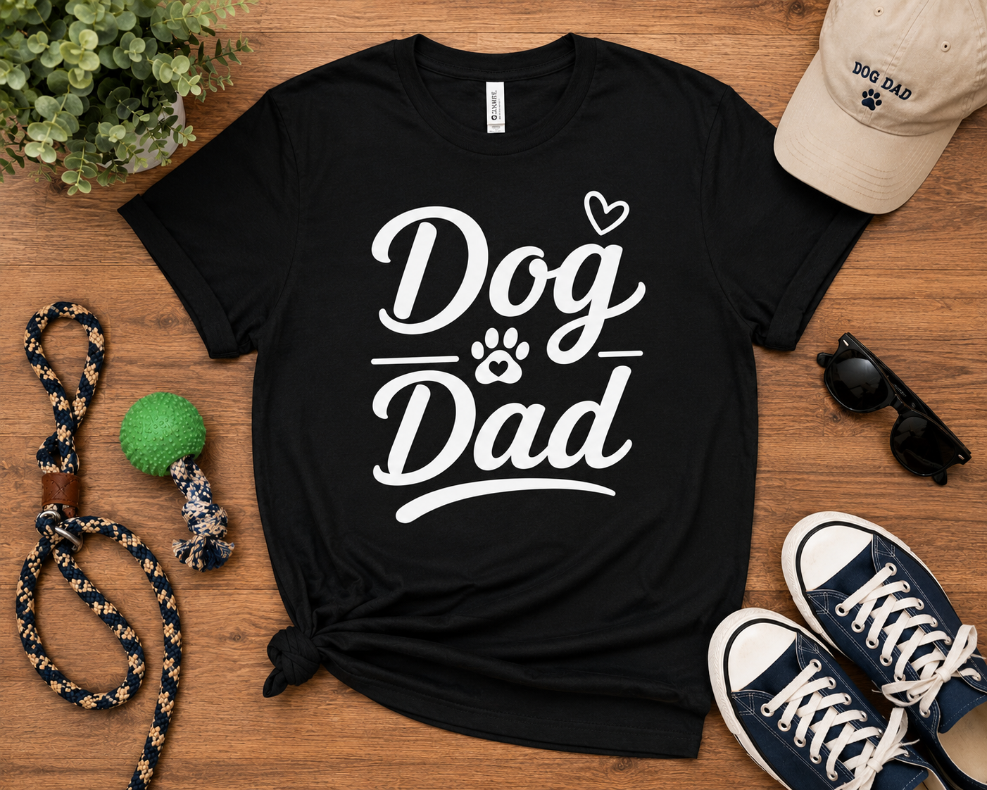 Dog Dad T-Shirt | Dog Lover Vinyl Tee | Paw Print Pet Dad Gift Shirt