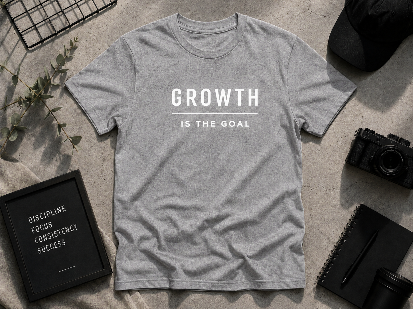 Growth Is the Goal Motivational Minimalist Vinyl T-Shirt