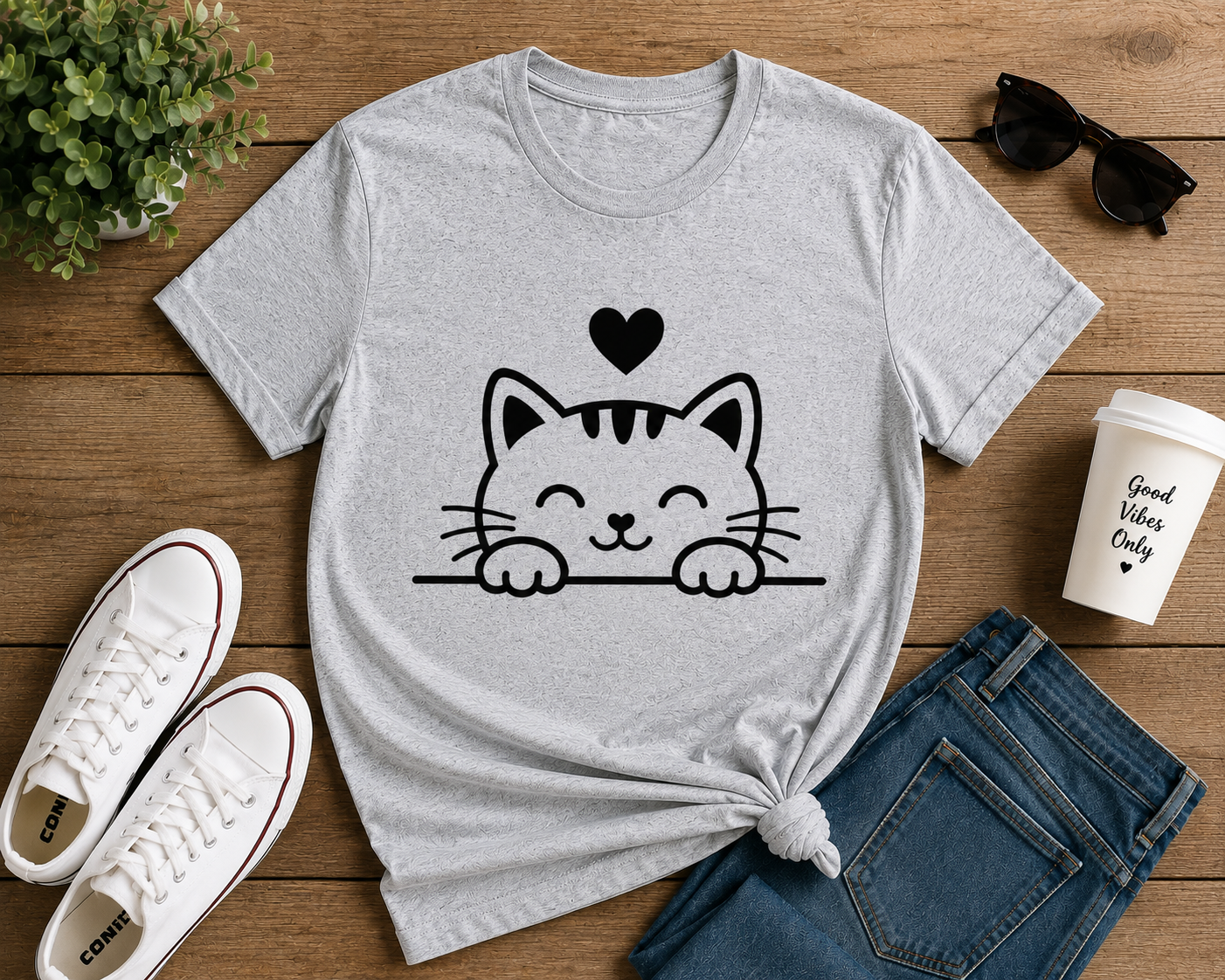 Cute Cat Lover T-Shirt | Adorable Kitty Vinyl Tee | Cat Mom Gift | Animal Lover Shirt