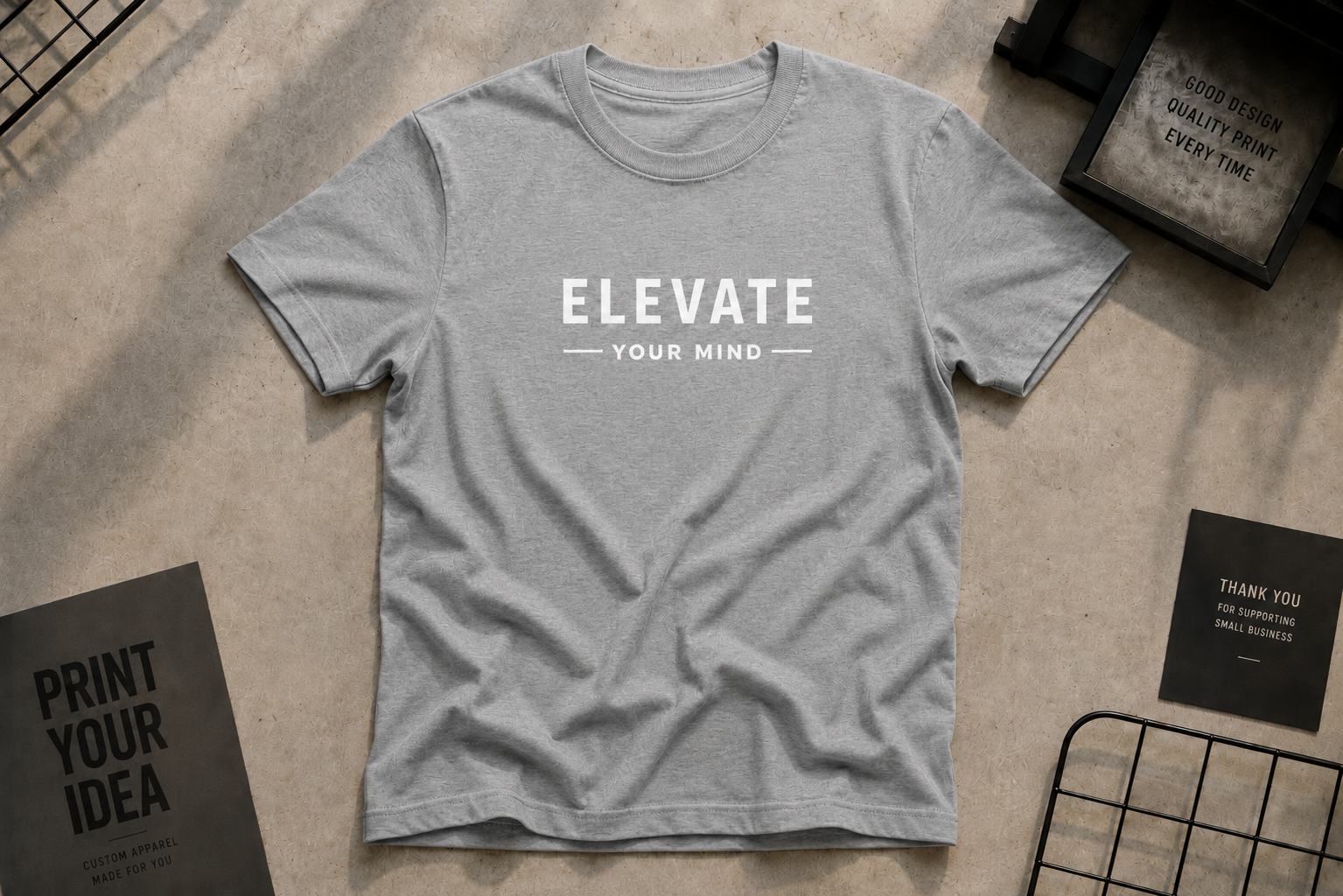 Elevate Your Mind Motivational Minimalist Vinyl T-Shirt