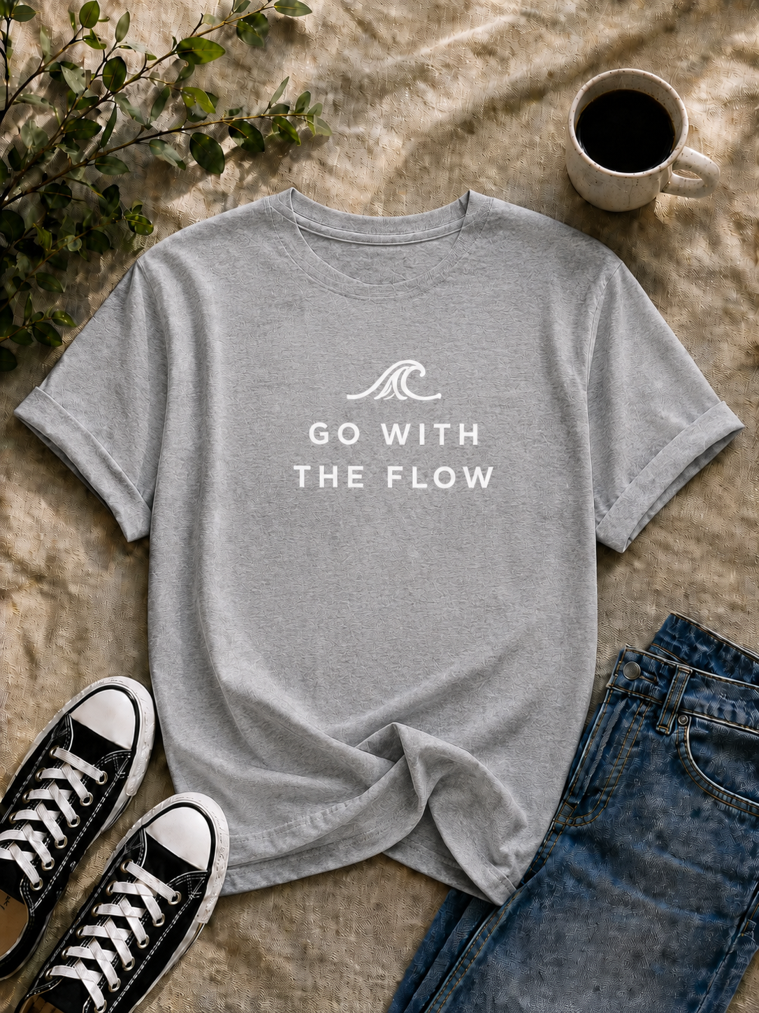 Go With The Flow Beach Minimalist Vinyl T-Shirt