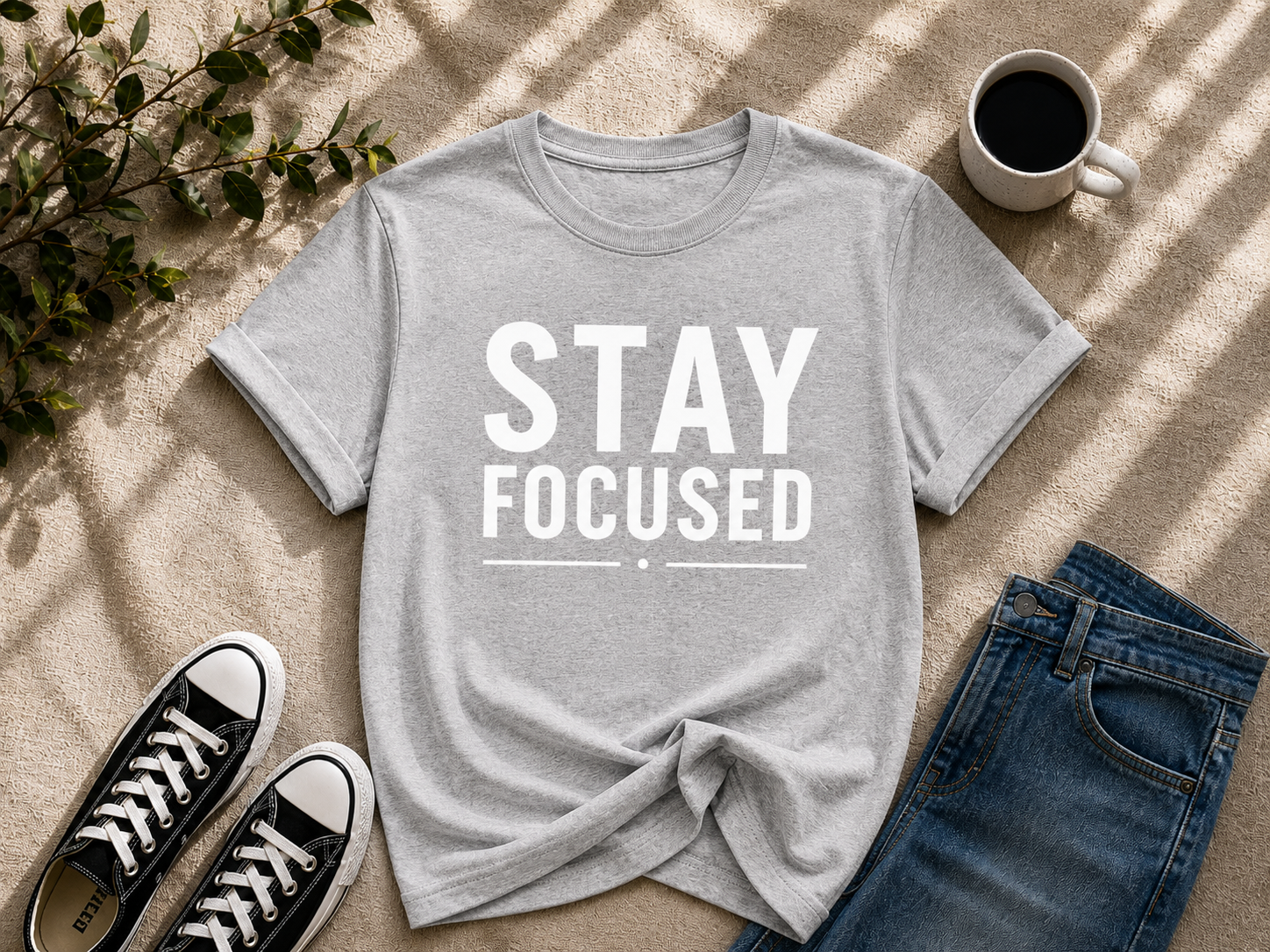 Stay Focused Motivational Vinyl T-Shirt for Men & Women