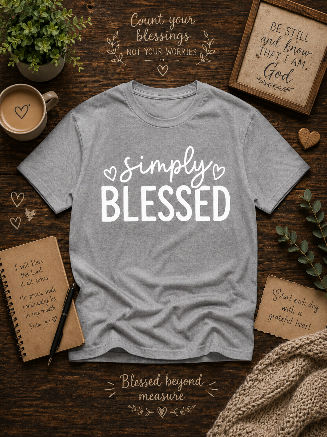 Simply Blessed Inspirational Christian Vinyl T-Shirt